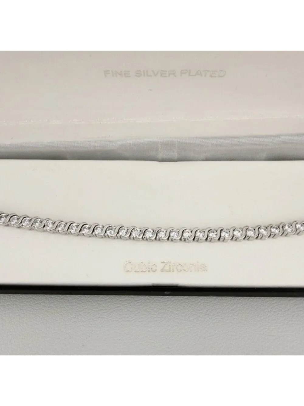 Cubic Zirconia Silver Plated Tennis Bracelet 6.75